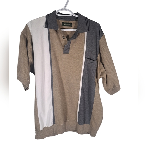 Vintage 90s/Y2K Penmans Beige Stripes Polo Shirt Size XL - Picture 1 of 7